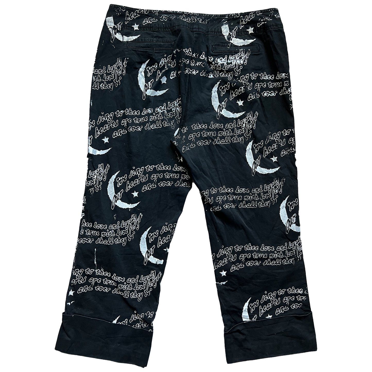 Black All Over Print Capri Pants