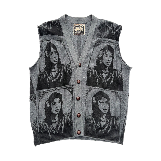 Gray All Over Print Sweater Vest