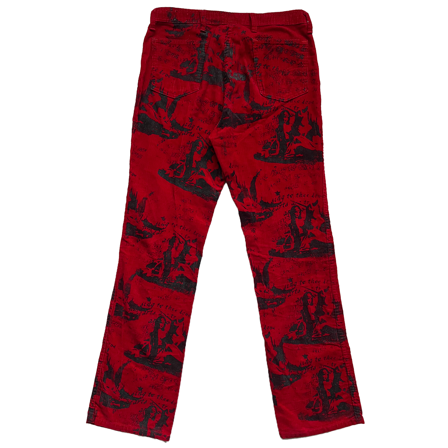 Red All Over Print Corduroy Pants