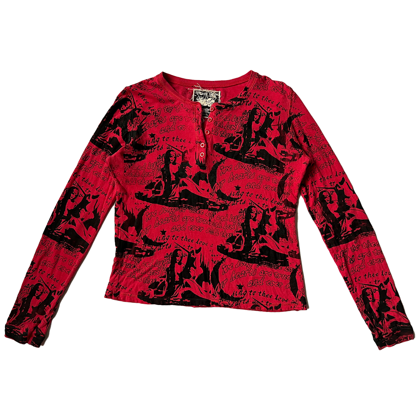 Red All Over Print Long Sleeve