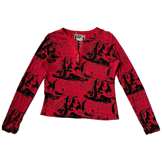 Red All Over Print Long Sleeve