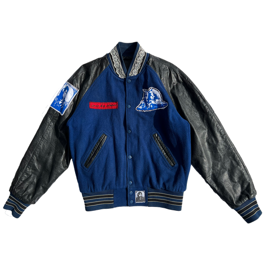 Blue Leather Varsity Jacket