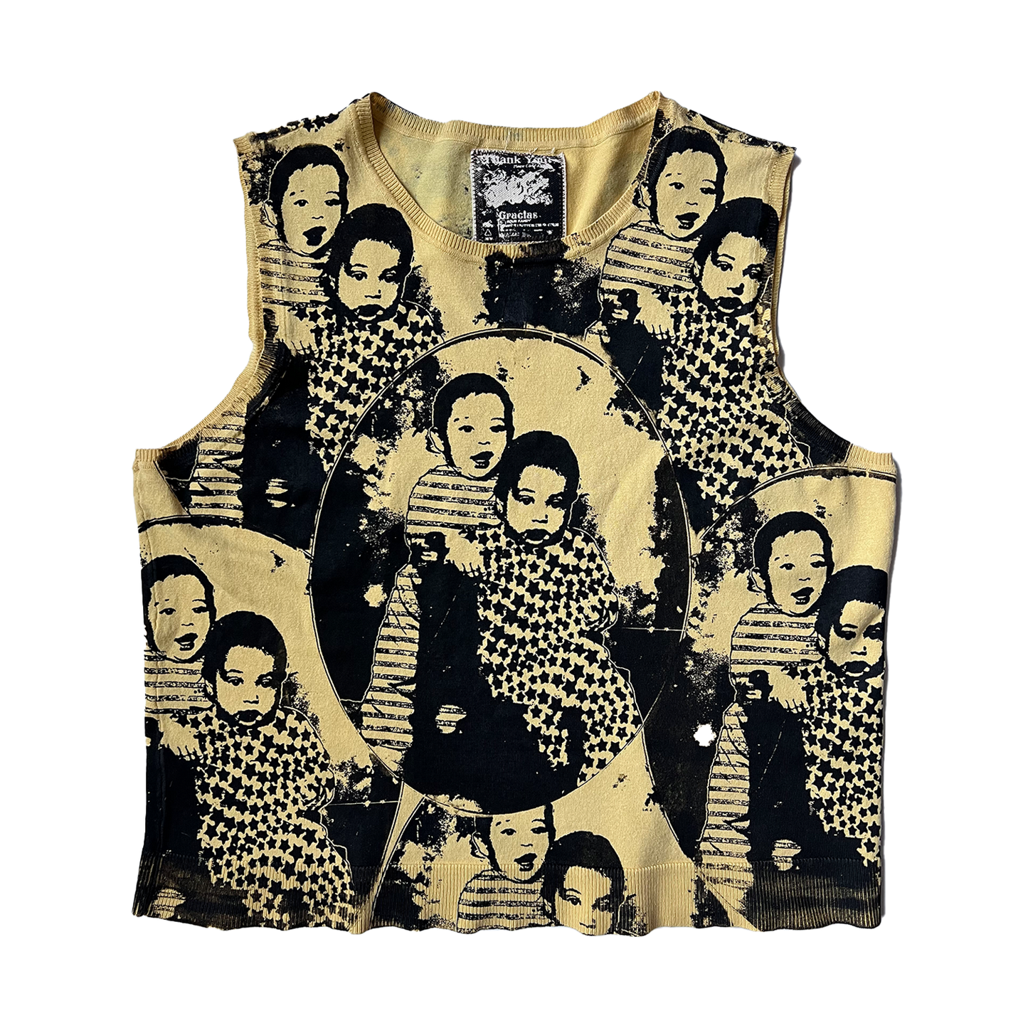 Yellow All Over Print Sweater Vest